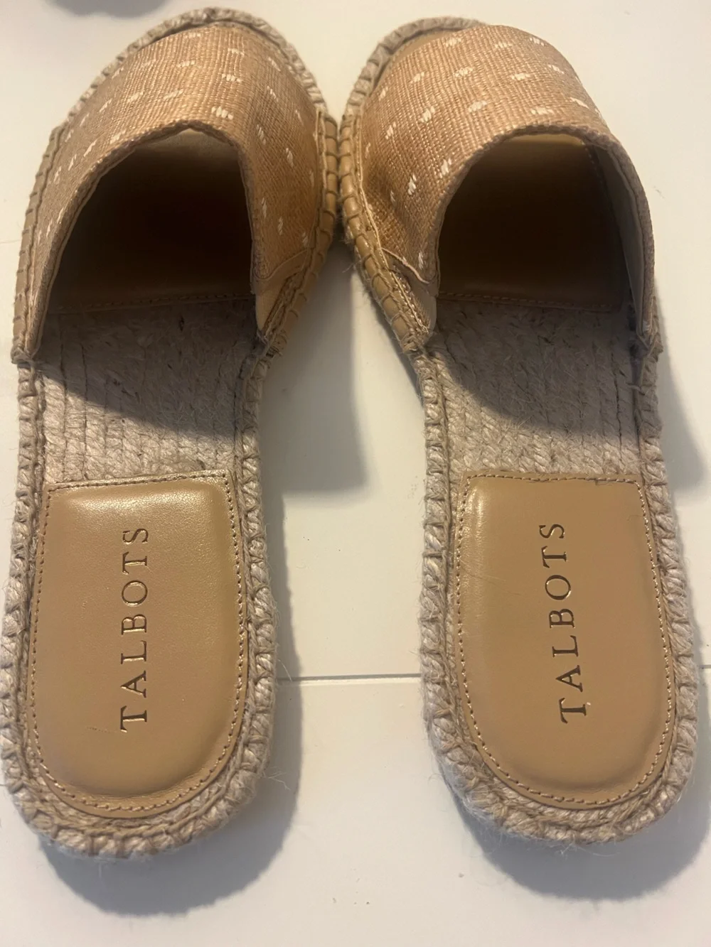 NWOB TALBOTS LLYSSA ESPADRILLE POLKA DOT SLIP ON SANDALS SZ 8